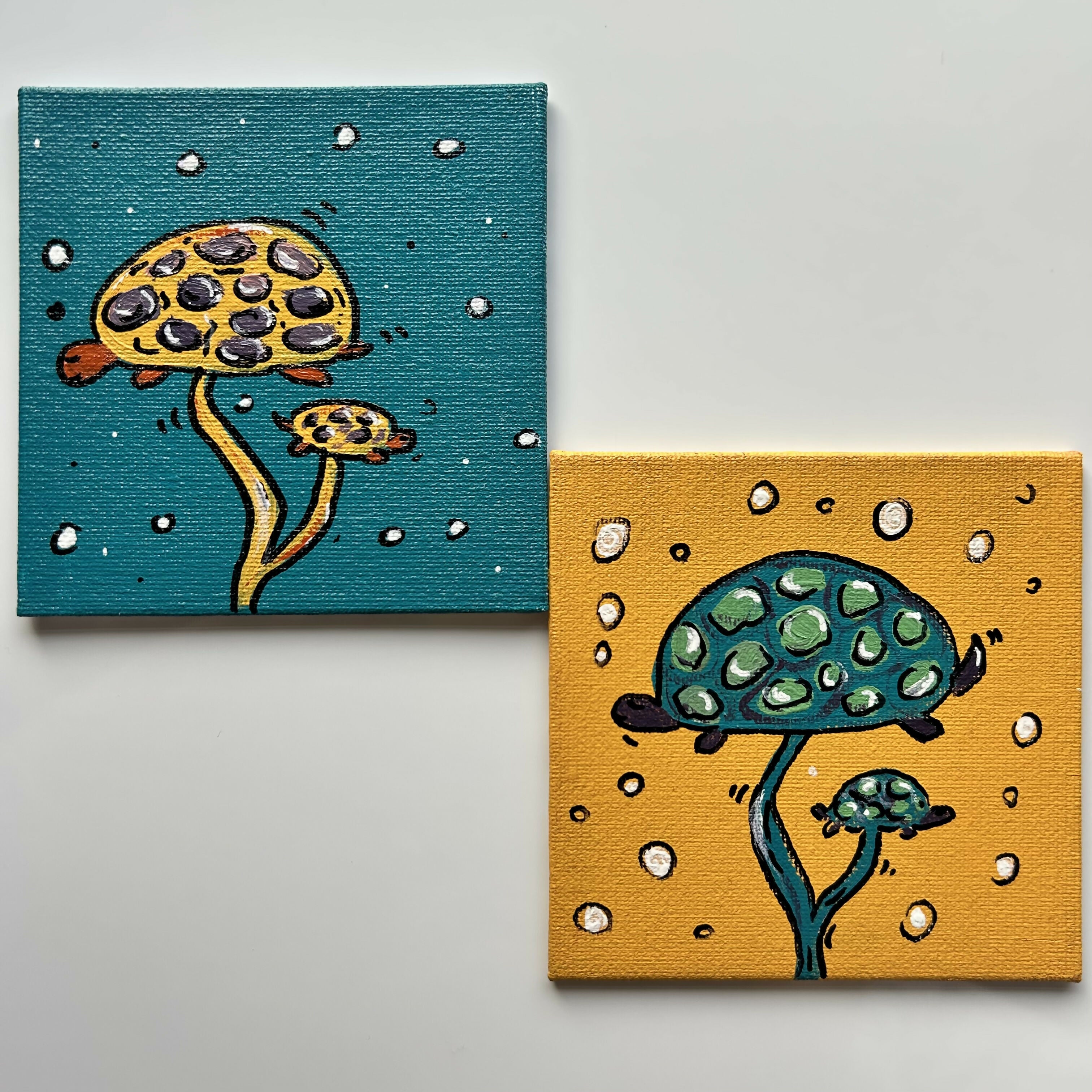 Turtle Mushrooms Original Artwork
