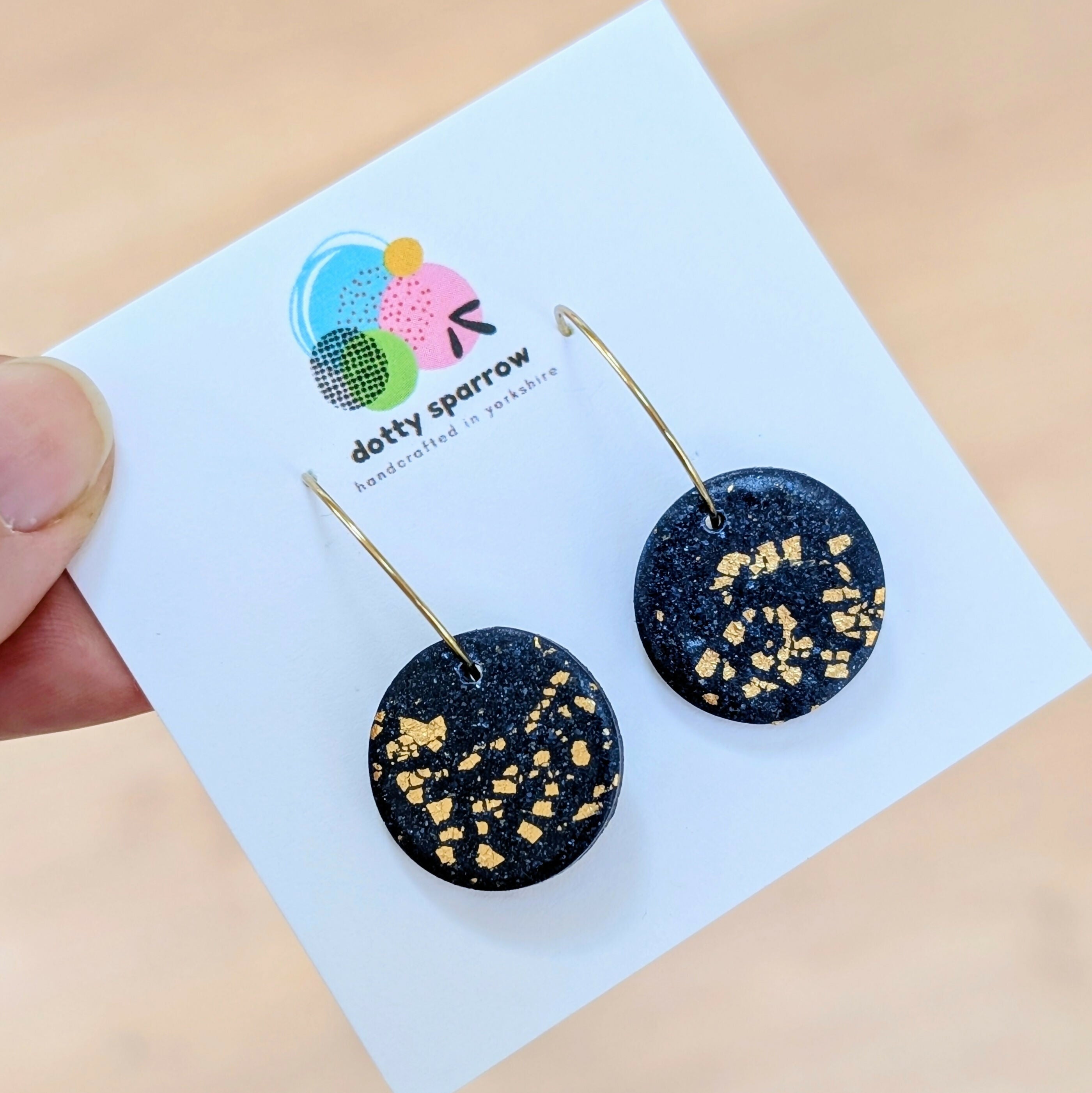 Touch of Sparkle Circle Hoop Handmade Polymer Clay Earrings