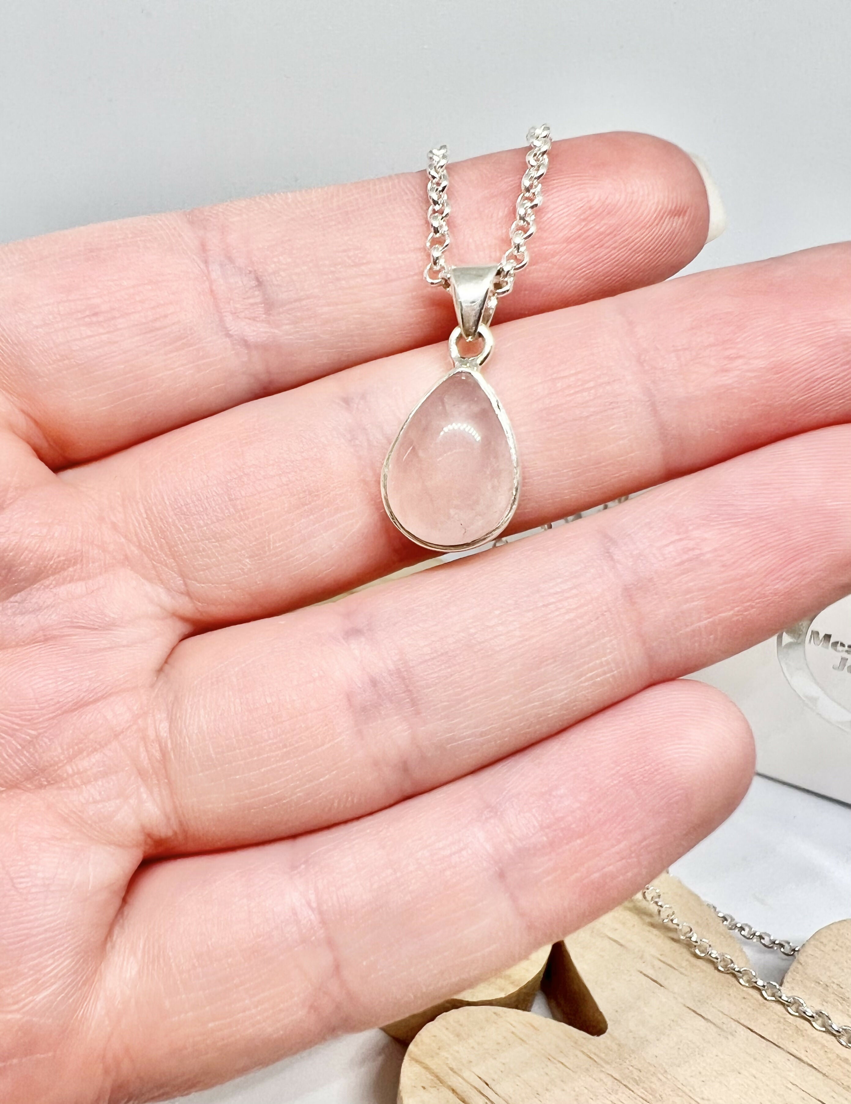 Rose Quartz teardrop necklace