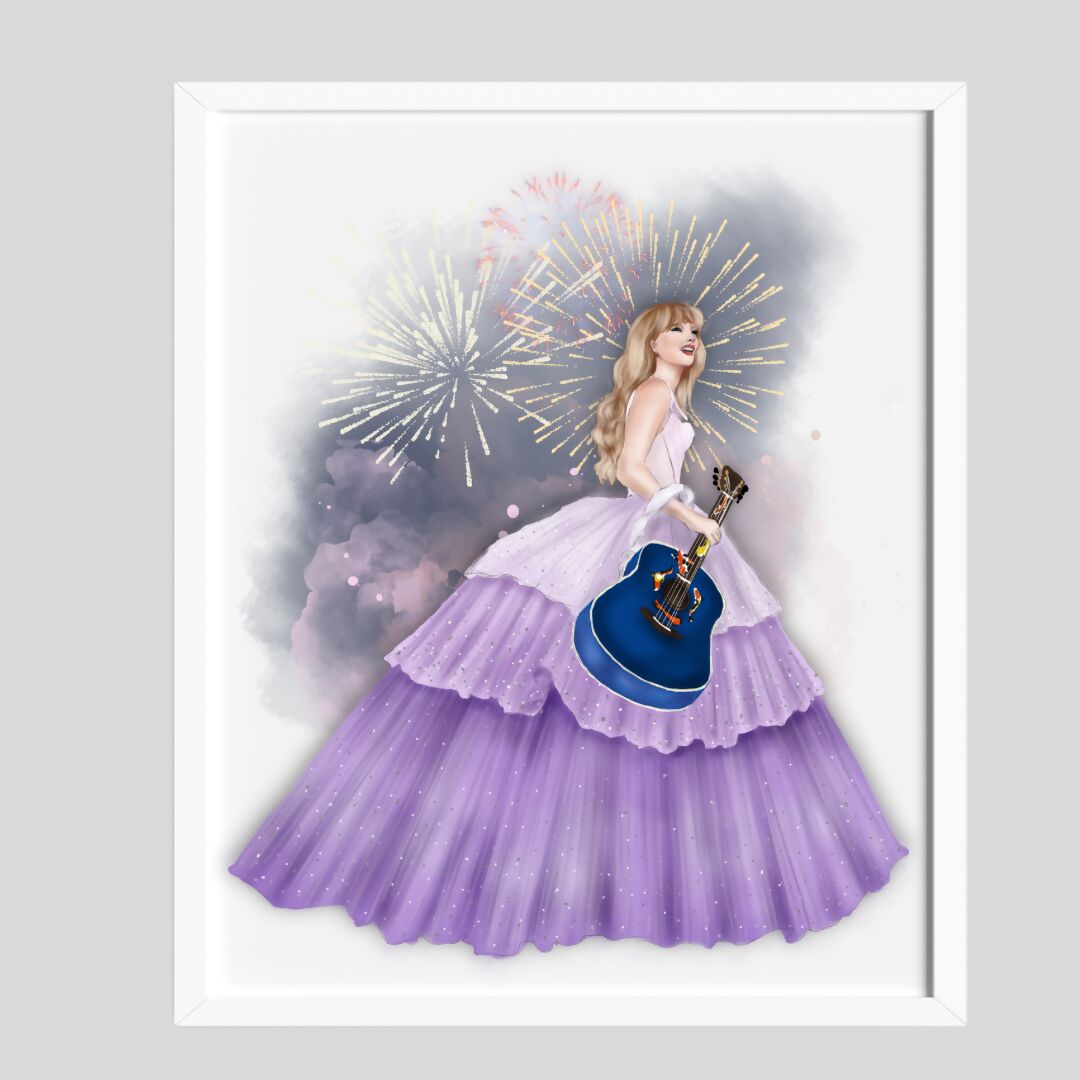 Purple illustration of popular music icon.