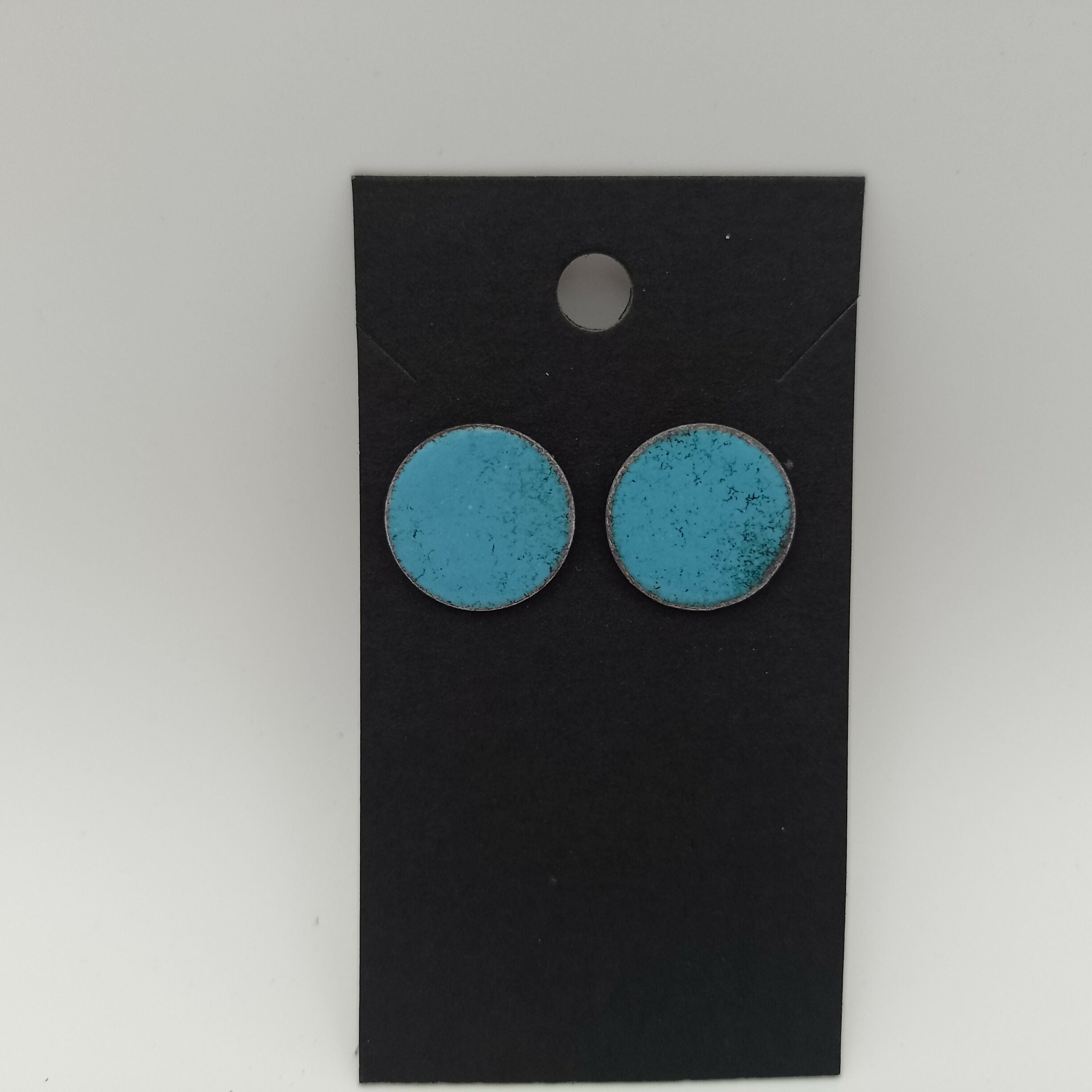 Blue Circle Enamel Stud Earrings