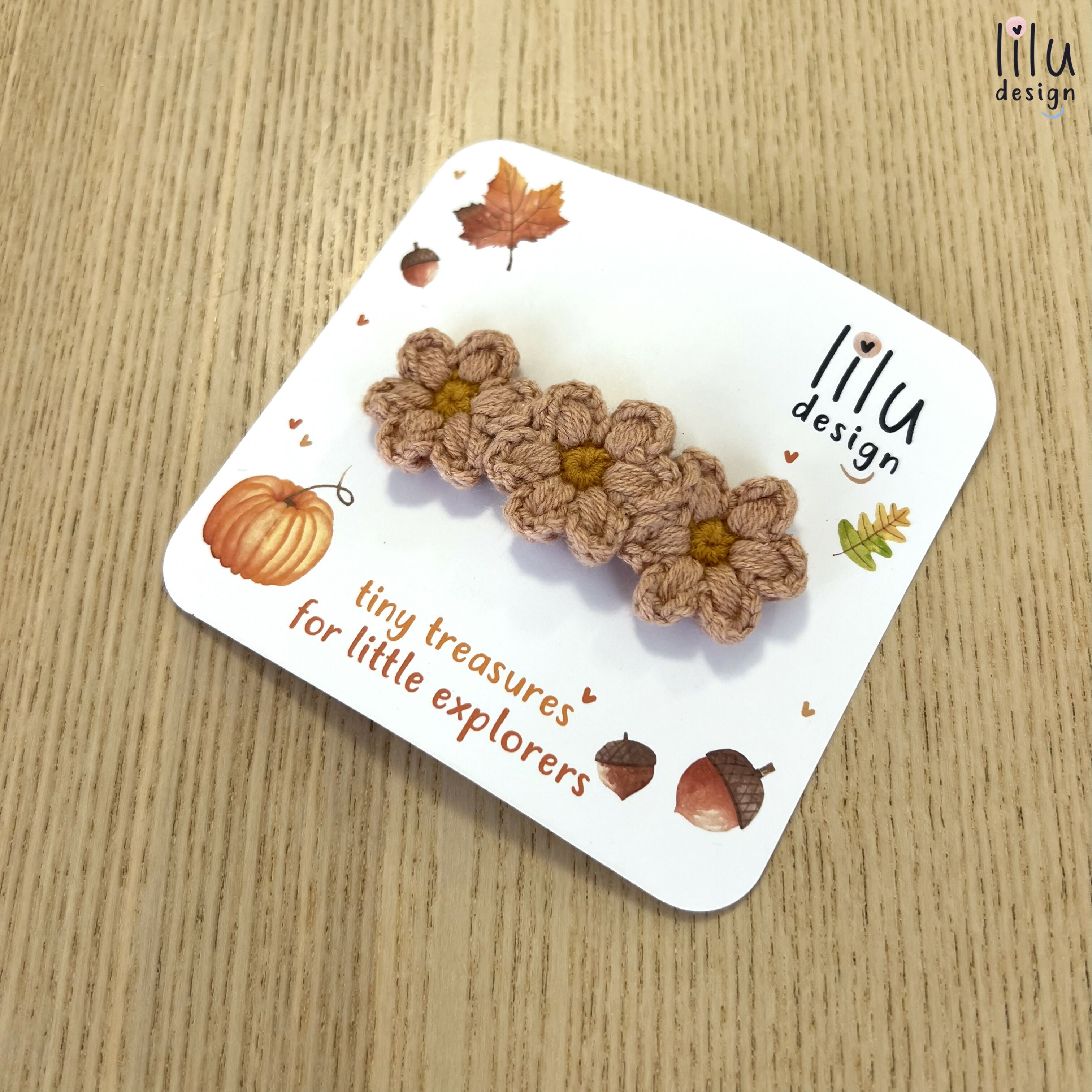 Crochet Hair Clip - Three Daisies