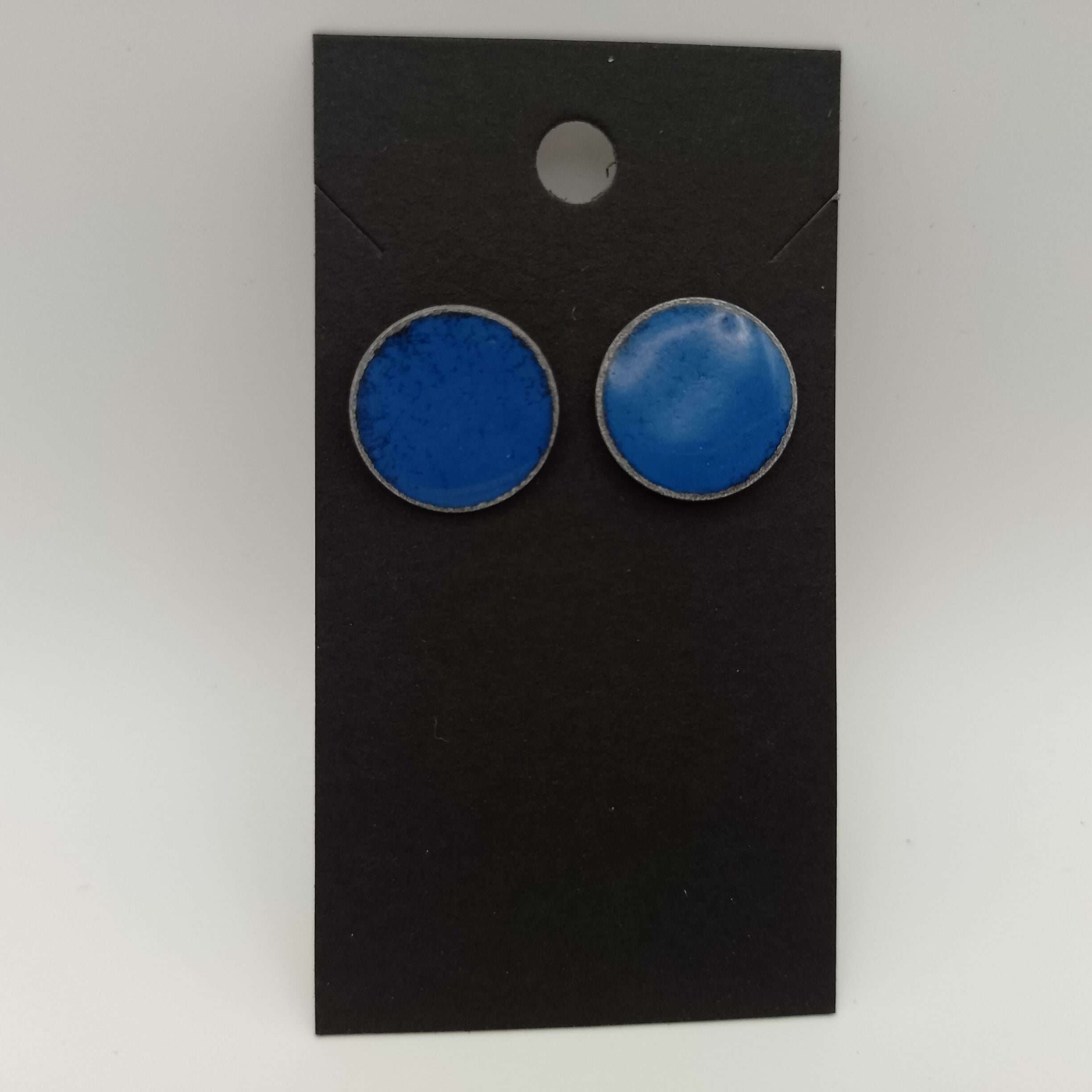 Dark Blue Circle Enamel Stud Earrings