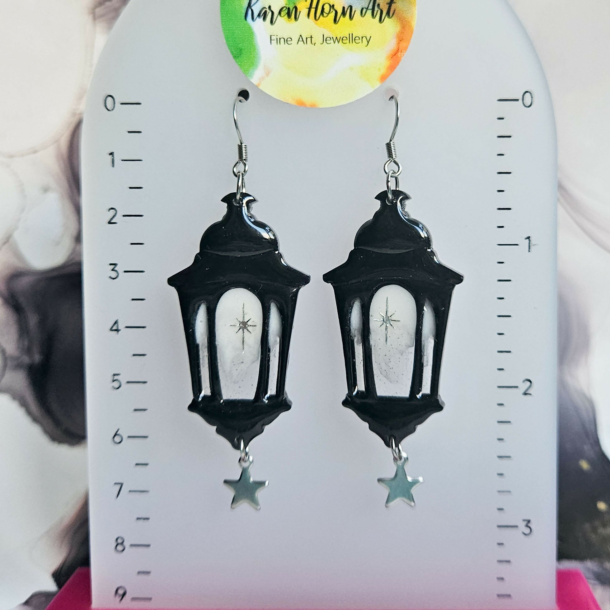 Handmade Gothic Lantern Resin Earrings