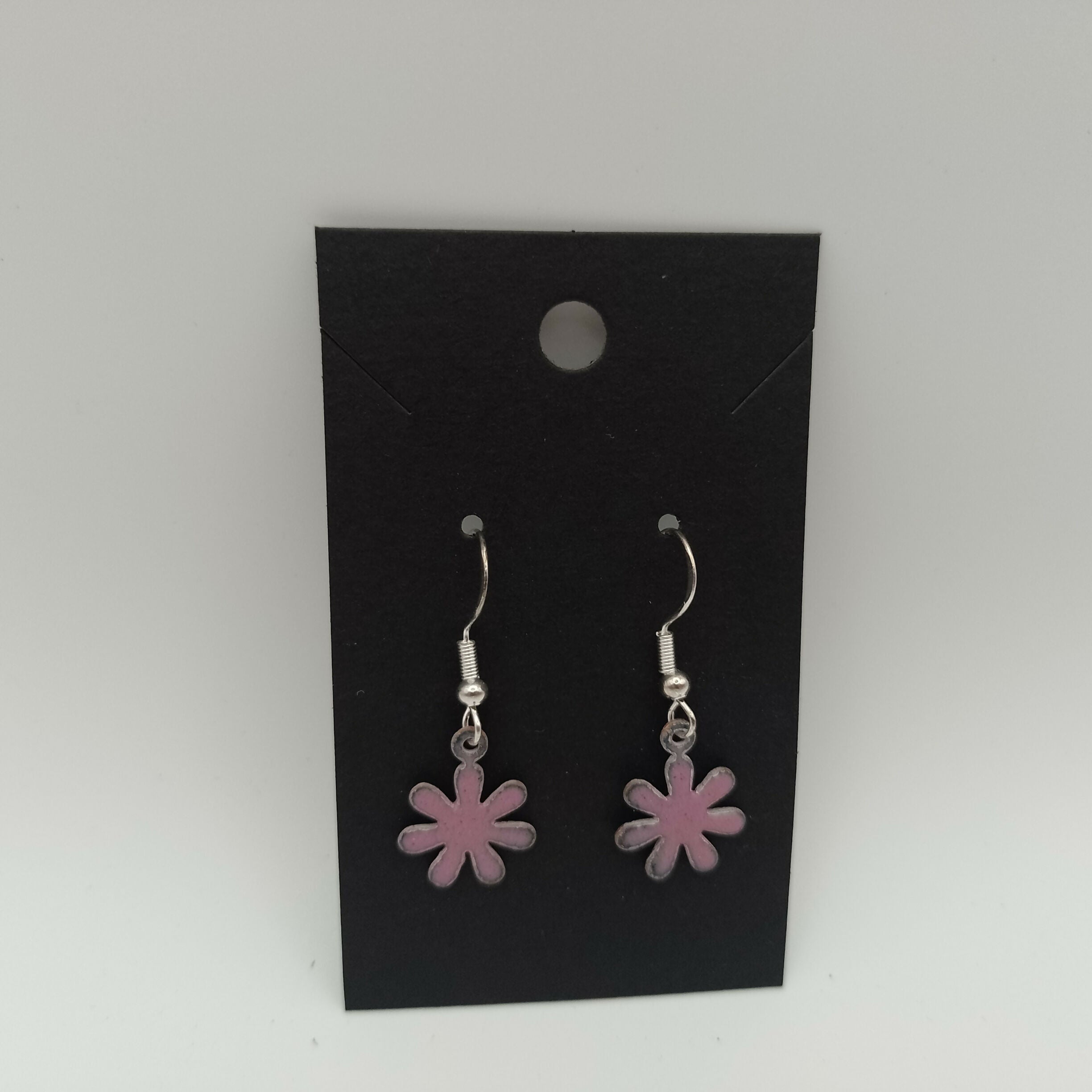 Pink Flower Enamel Earrings