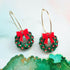 Handmade Resin Christmas Wreaths On Golden Hoops