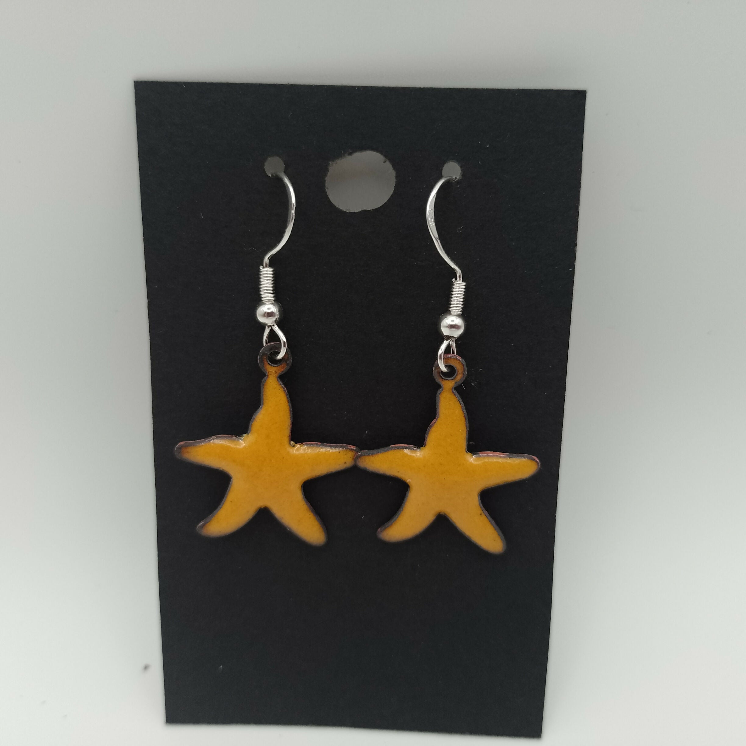 Sunflower Yellow Starfish Enamel Earrings