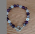 Tibetan Silver Toggle Catch Bracelet with Indian River Agate, Amethyst and Faceted Rose Quartz.