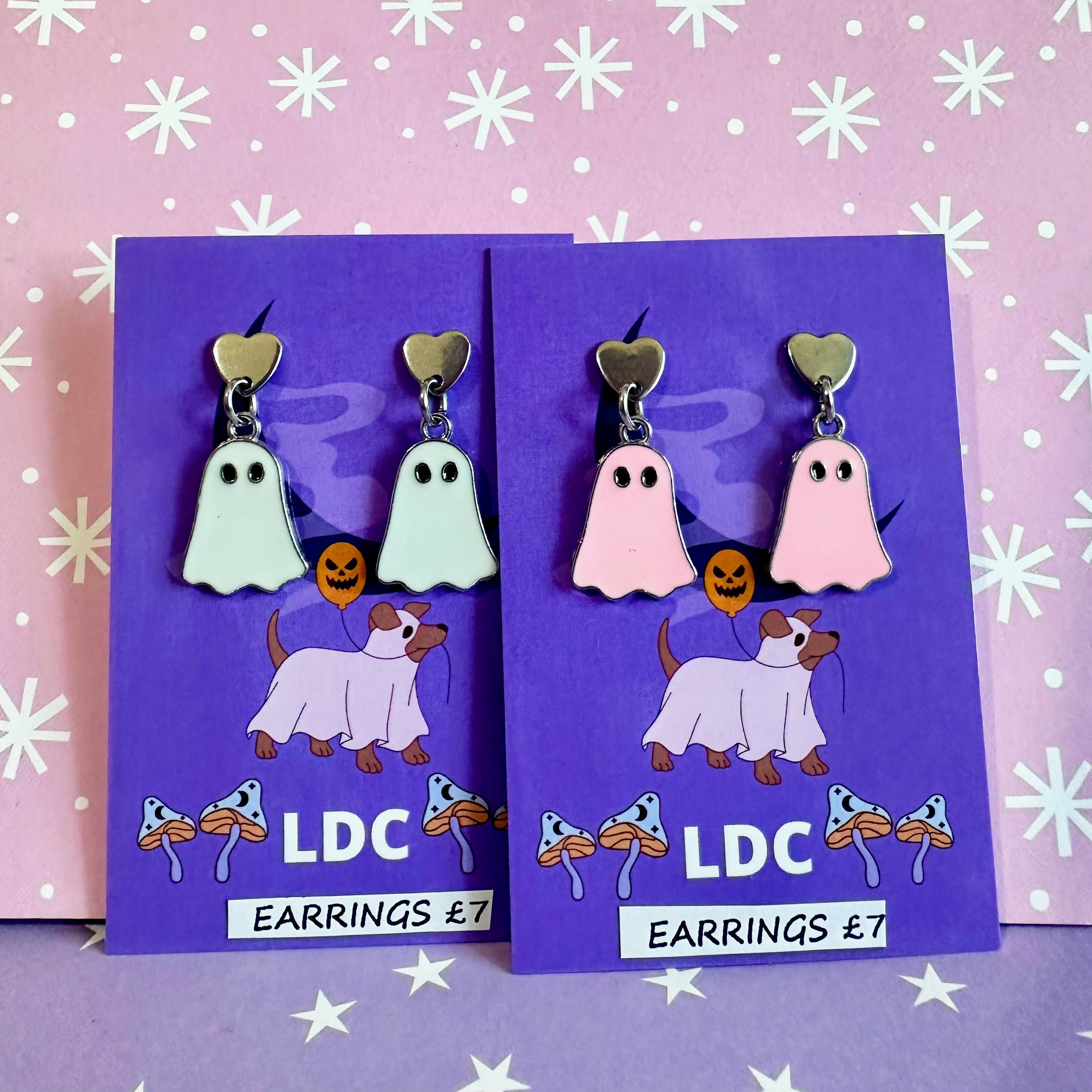 Ghost Drop Stud Earrings