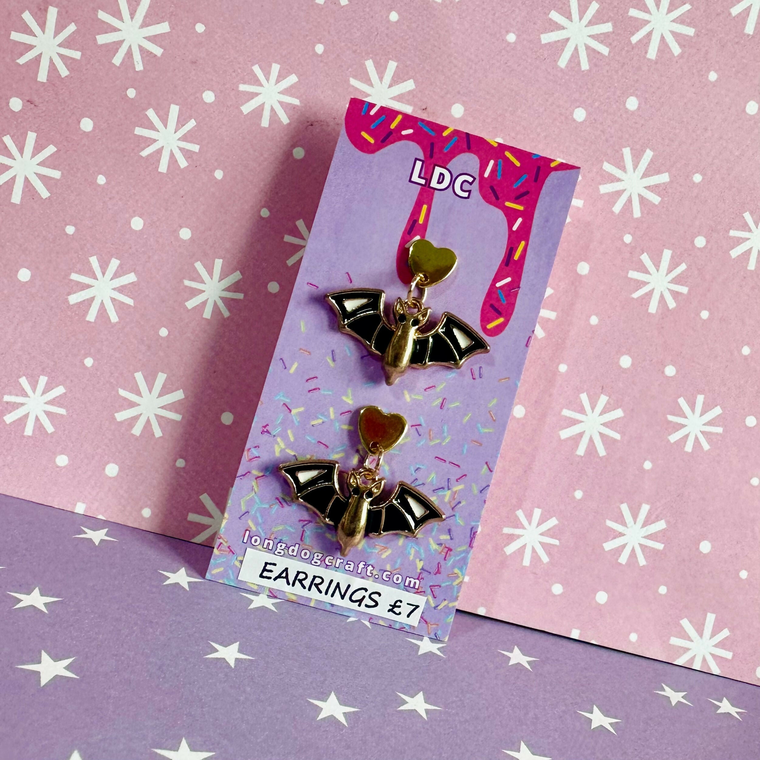 Bat Drop Stud Earrings