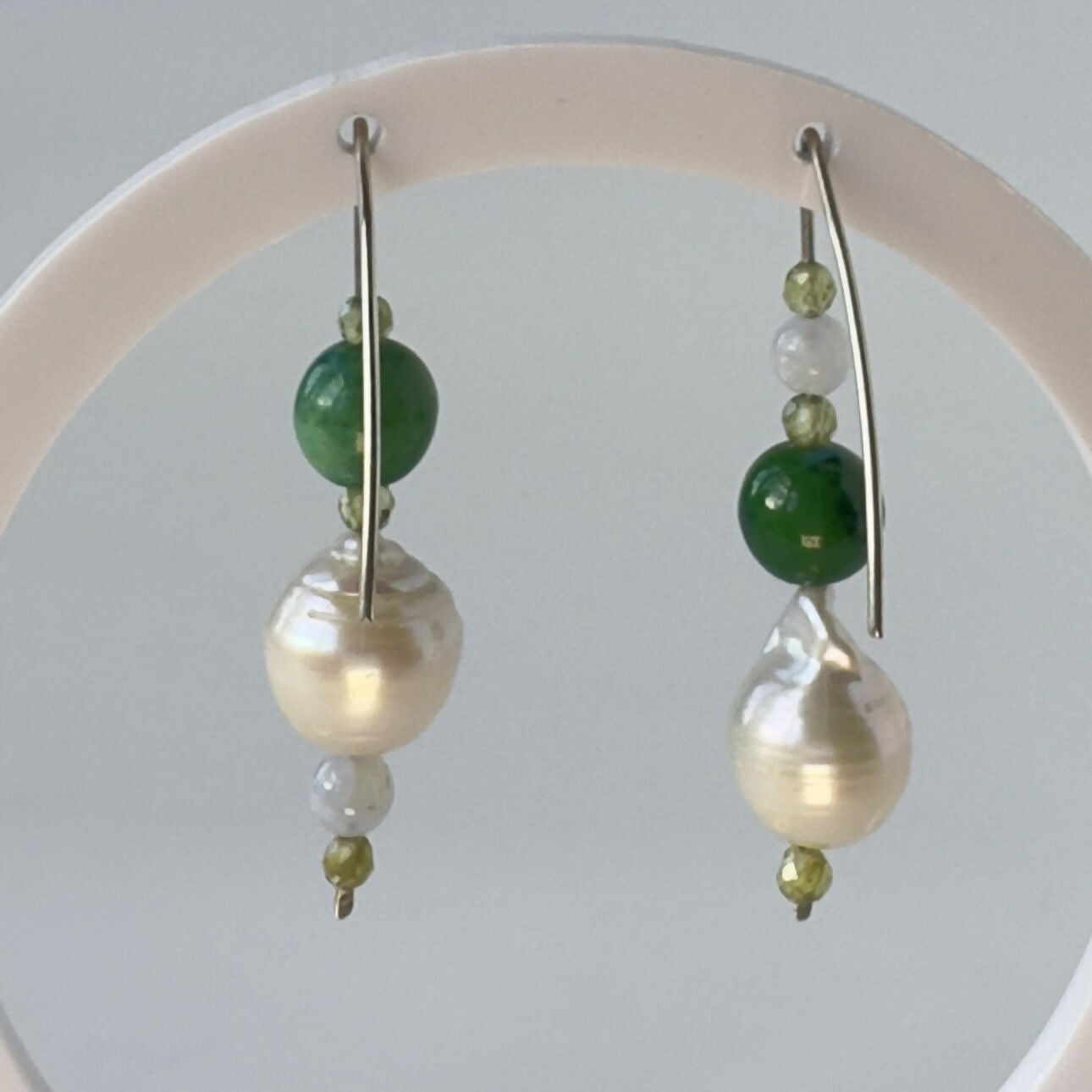 HEALING CRYSTAL & STERLING SILVER EARRINGS WITH BAROQUE PEARLS TO HELP WITH CONFIDENCE & SELF-ESTEEM