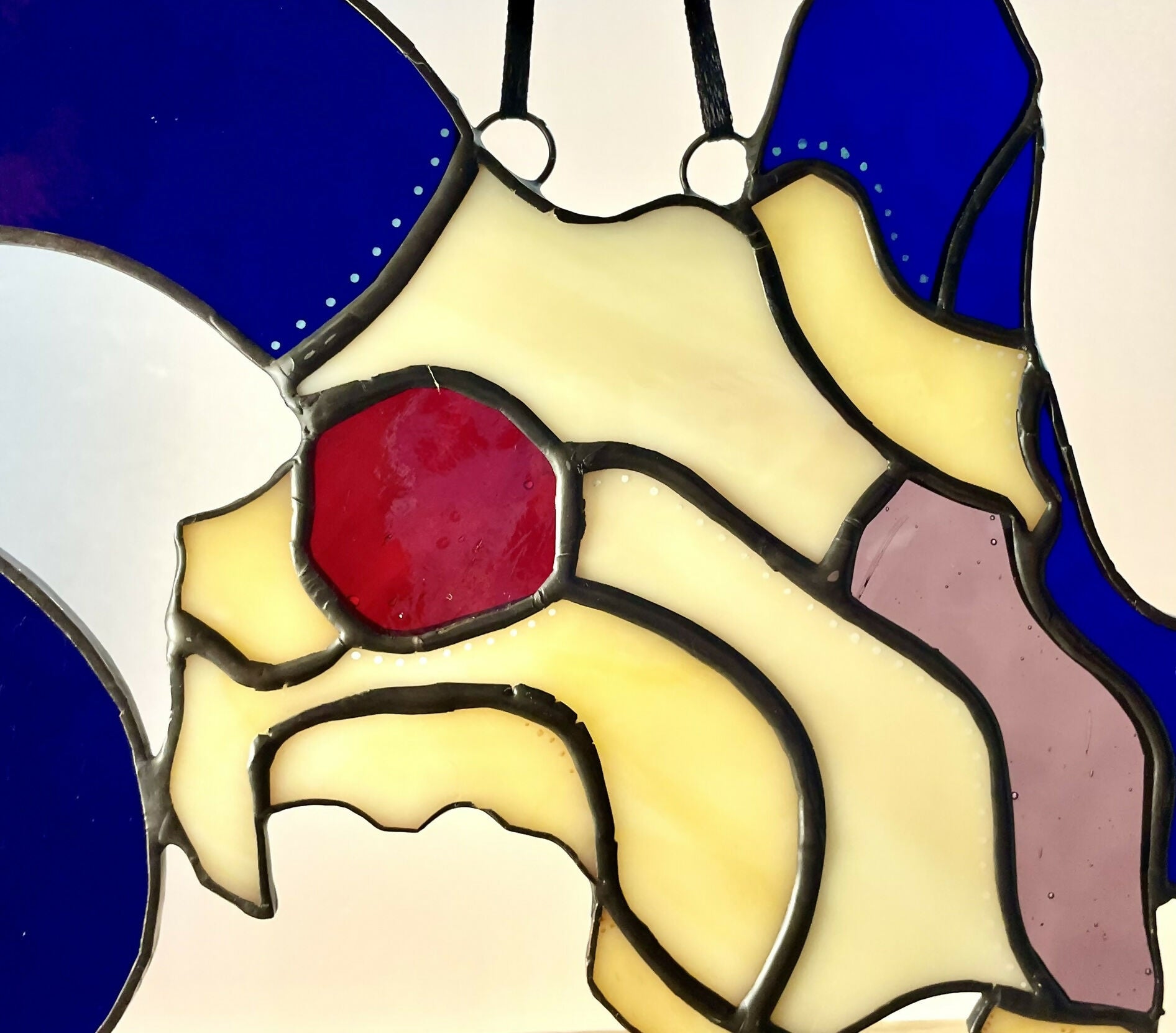 Stained Glass Sheep Skull with Blue horn