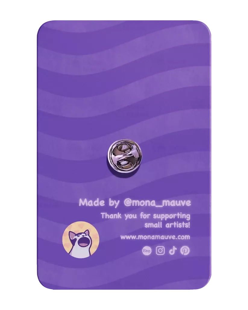 Wooden Pin Badge - Ghost Cat