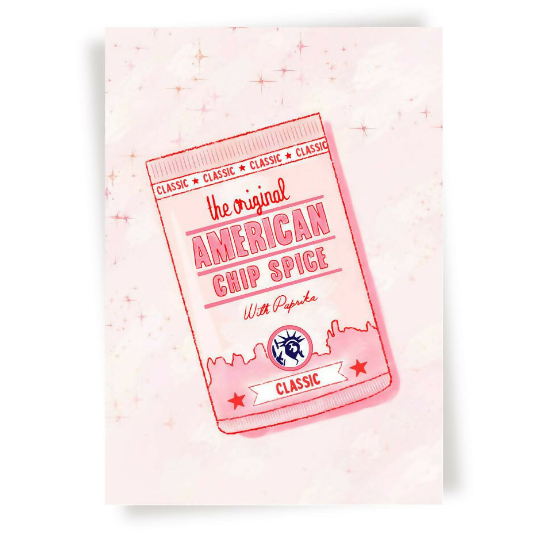 Pink chip spice design print.