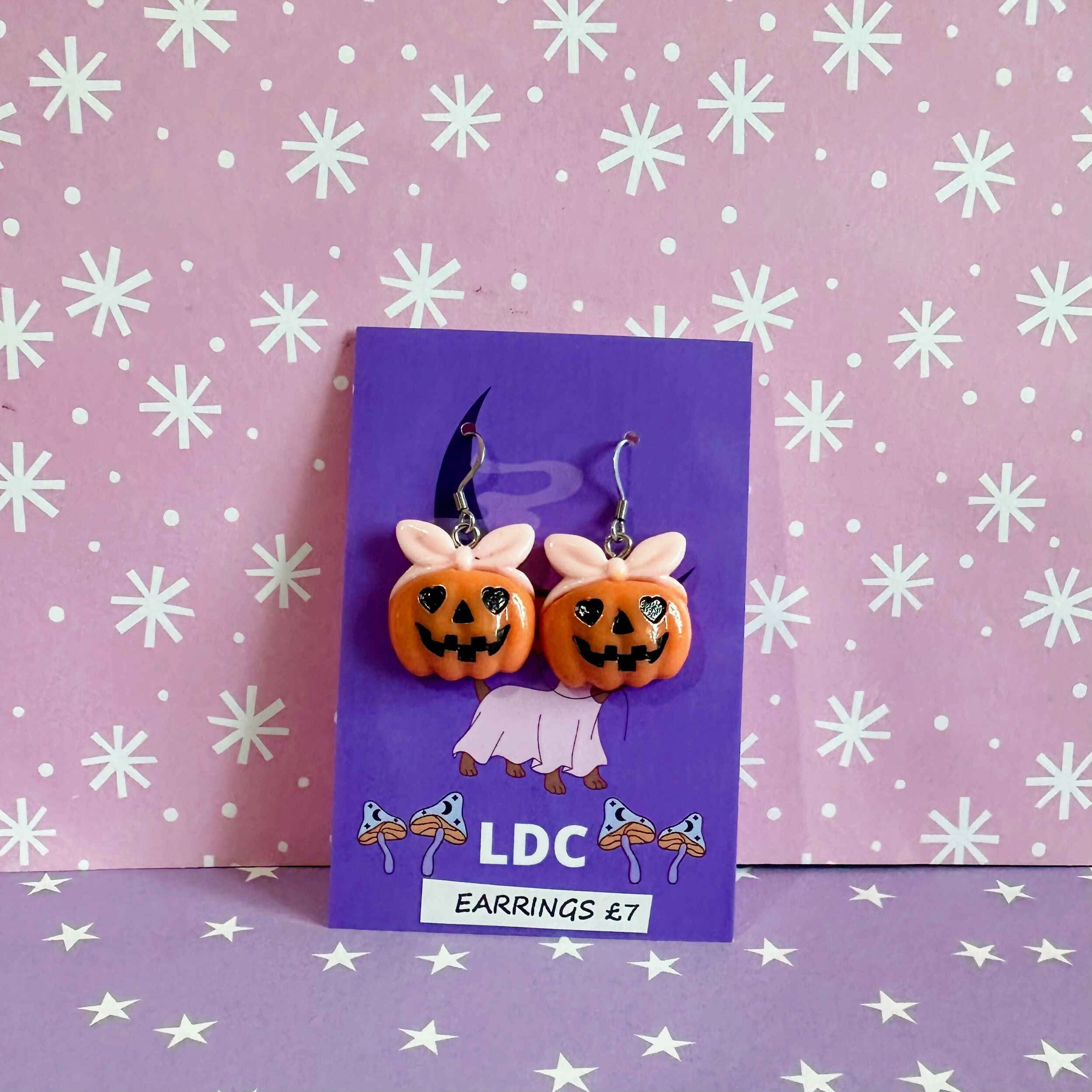 Pink Bow Pumpkin Earrings