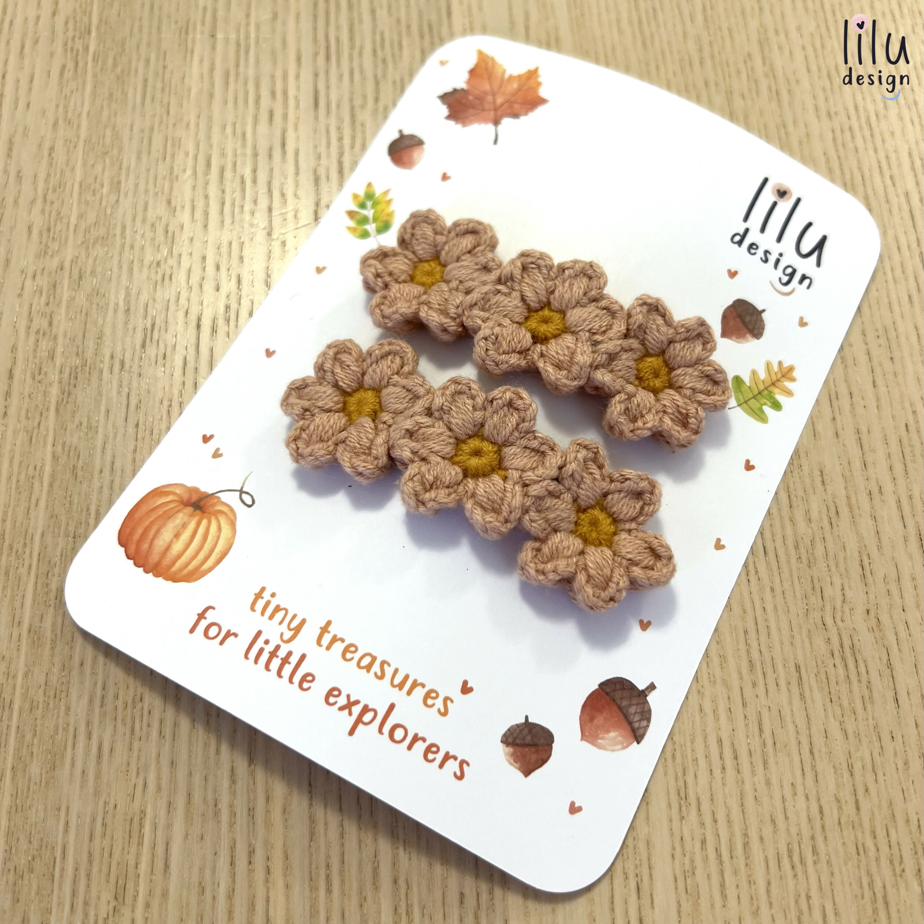 Crochet Hair Clip Set - Three Daisies