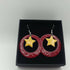 Red Hoop Enamel Earrings with Yellow Star