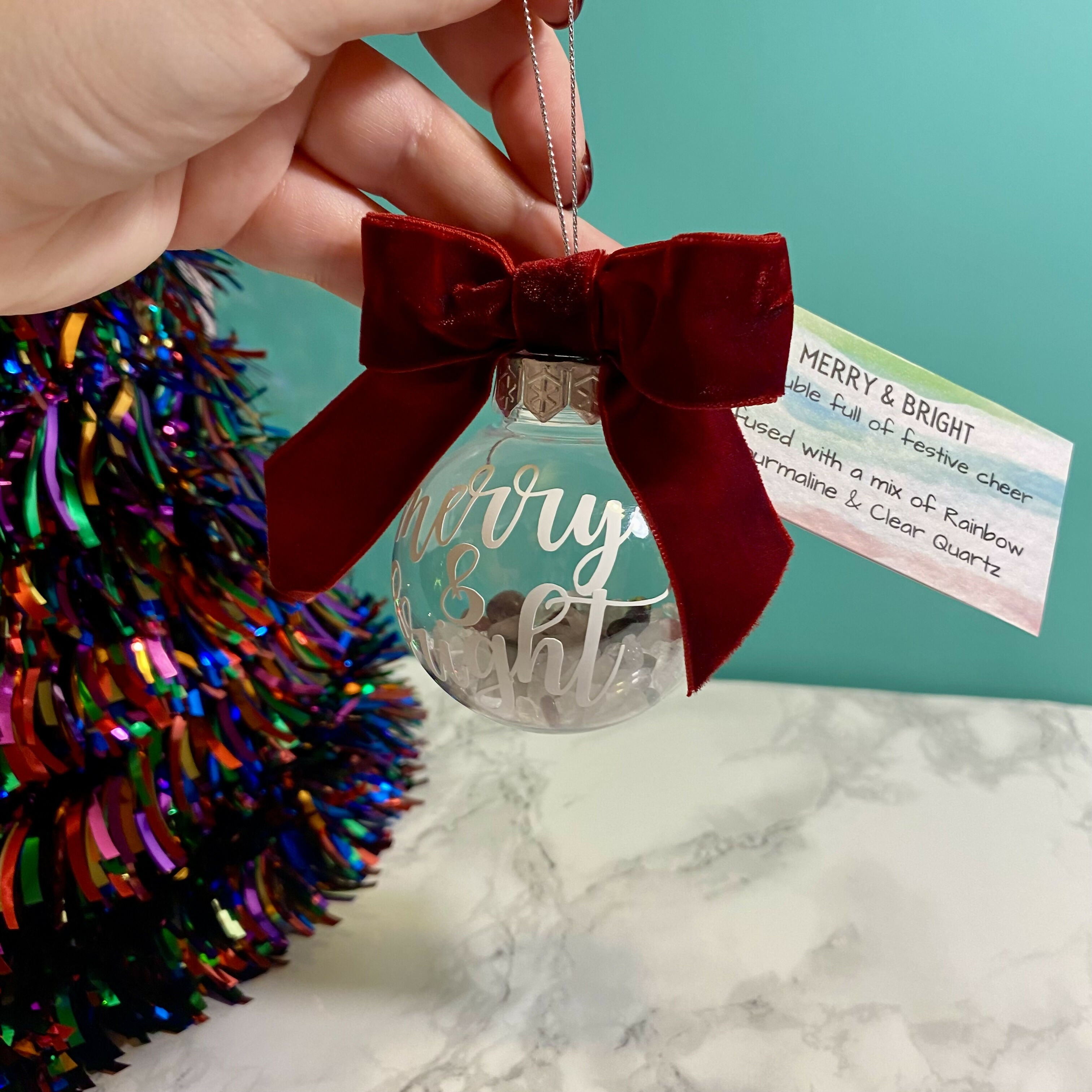 Crystal Infused Christmas Bauble - Merry & Bright