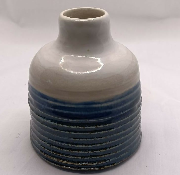 Indigo & White Ceramic Bud Vase