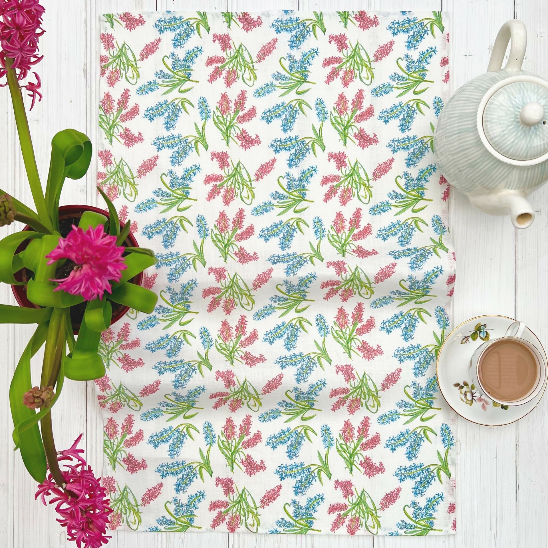 Linen Tea Towel - Spring Flowers