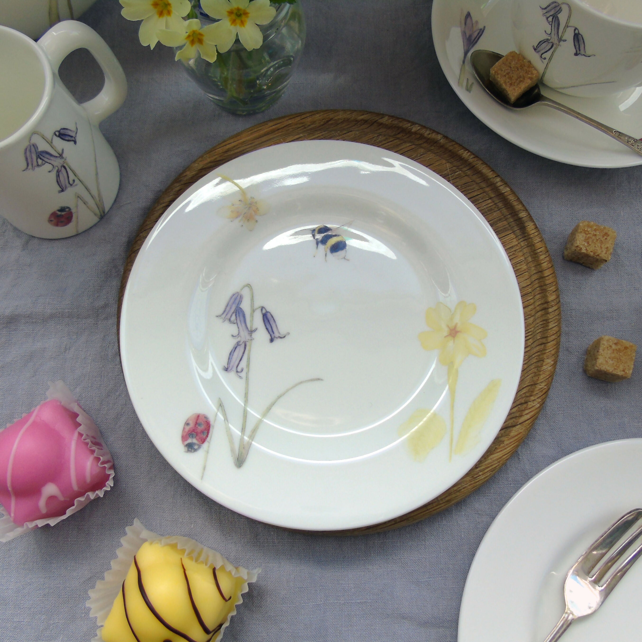 Fine Bone China Spring Flower Cake Plate