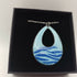 Pale Blue Enamel Pendant with Cobalt Blue Stripes