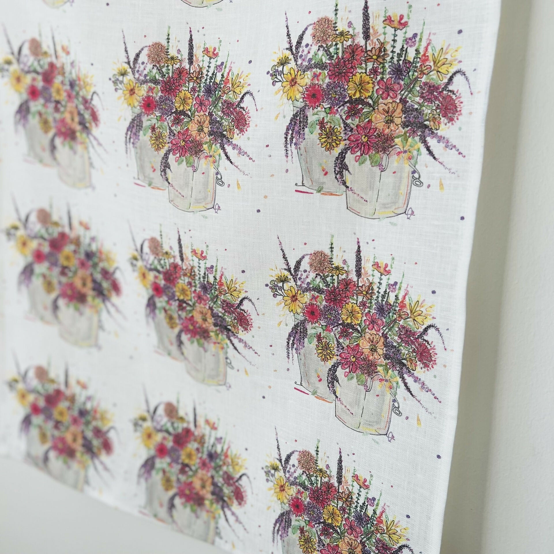 Linen Tea Towel - Summer Garden Pots