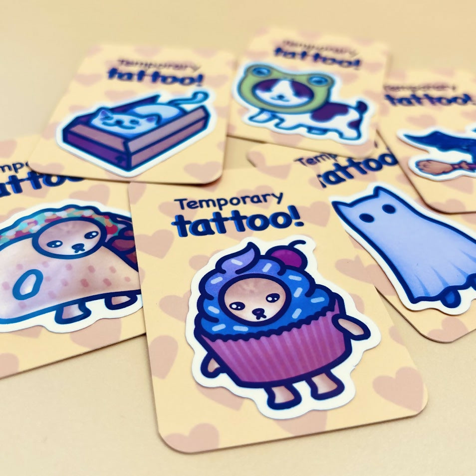 Temporary Tattoos - Cat Themed - Sold Individually