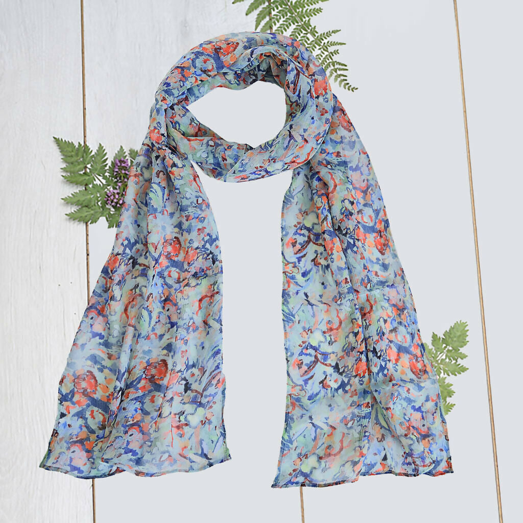Long Chiffon Silk Scarf | Elegant Fashion Accessory | Art & Soul