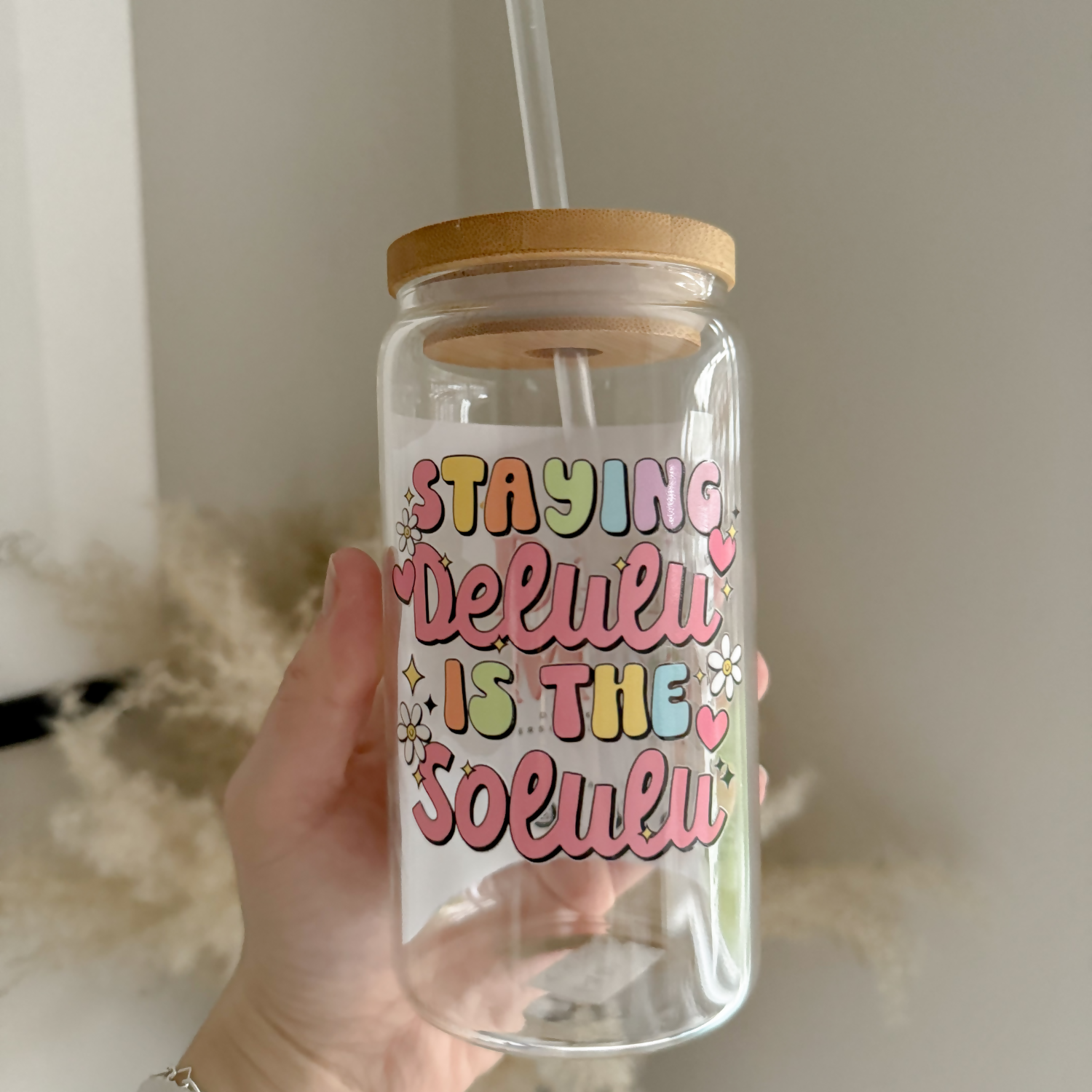 Staying Delulu Is The Solulu 16oz Glass Can