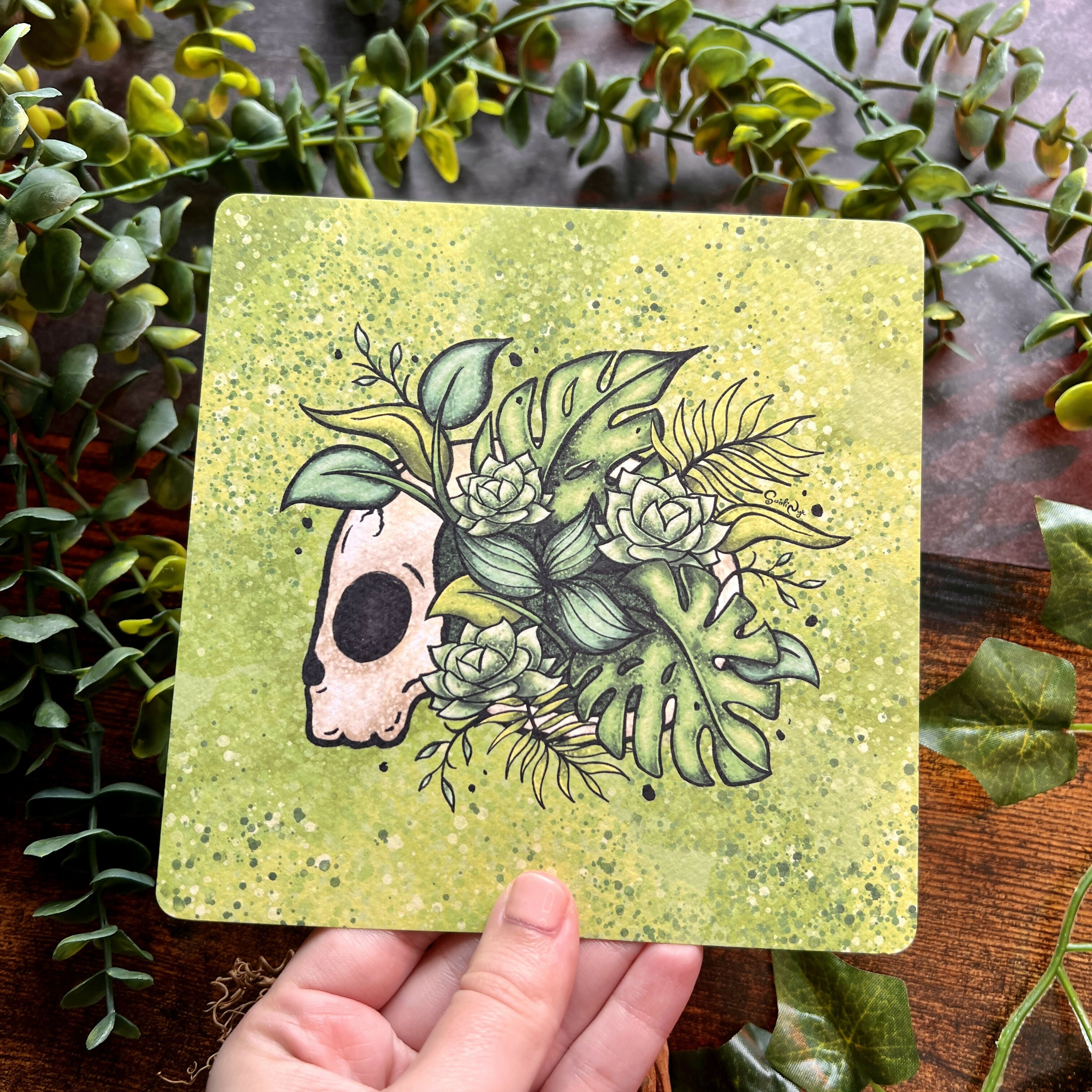 Plant Skull Art Print Postcard | Plant Artwork | Art & Soul