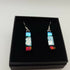 Blue, Silver and Red Dichroic Glass Earrings