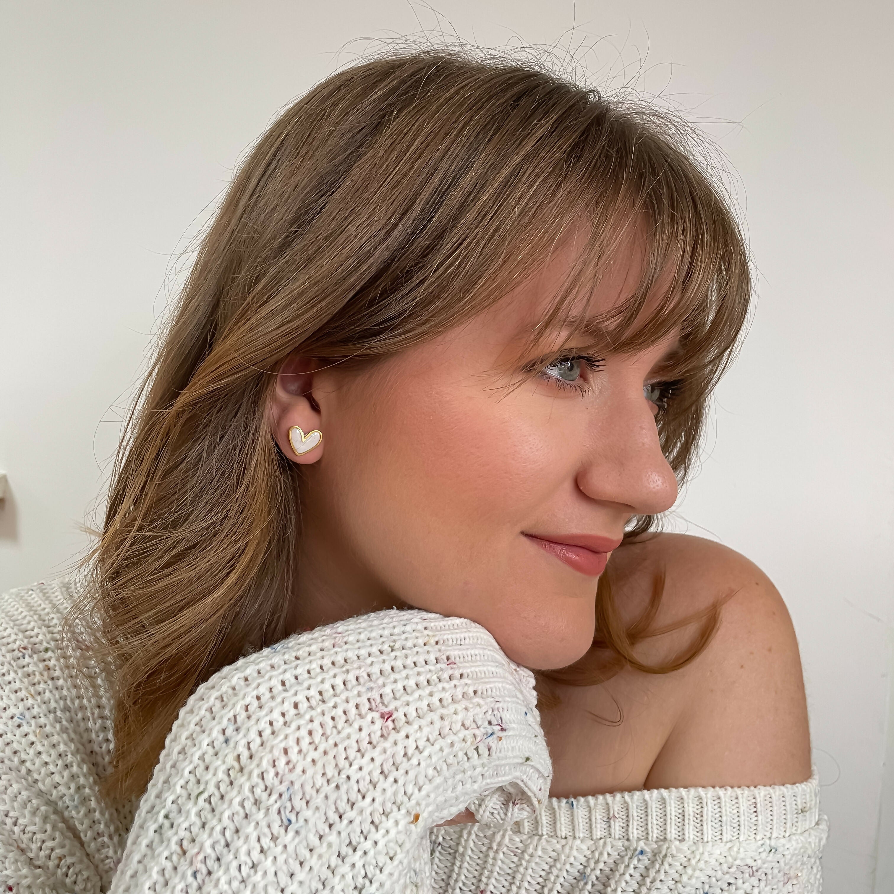 Pastel Heart Studs with Gold Edging | Handmade | Art & Soul