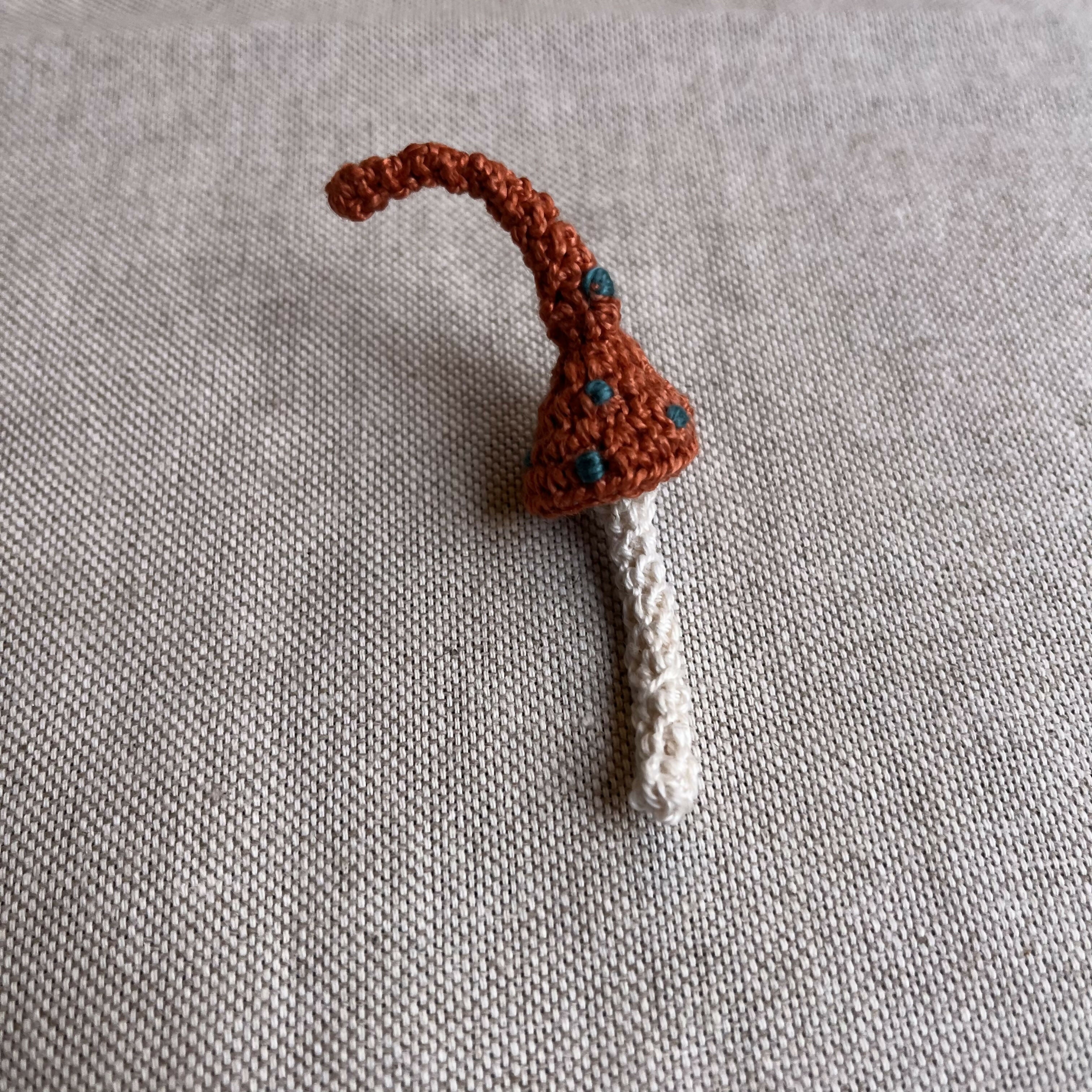 Tiny Toadstool Crochet Brooch