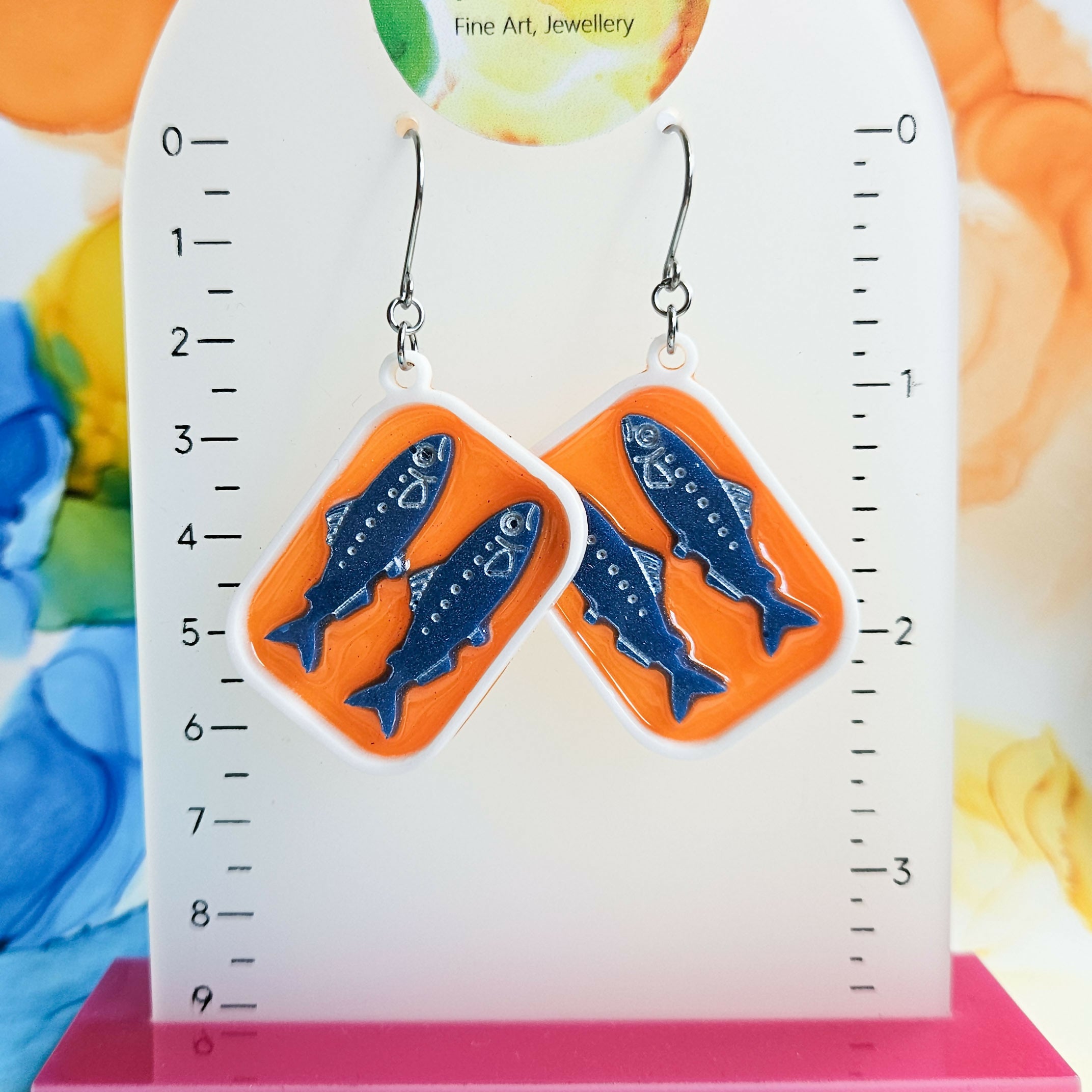 Handmade Sardines Resin Earrings