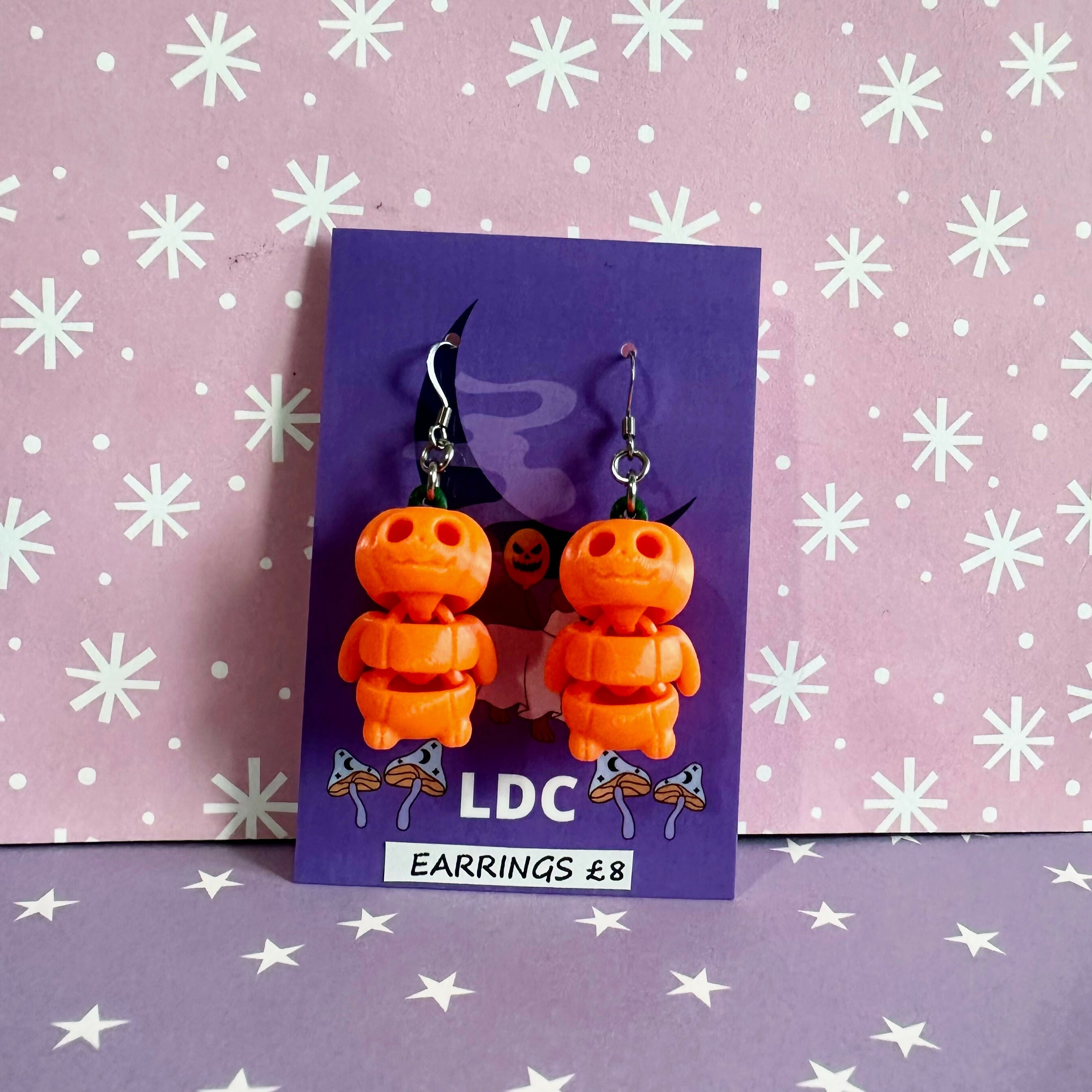 3d Pumpkin Guy Earrings