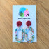 White Red Green Gold Oval Cutout Drop Dangle Handmade Polymer Clay Earrings