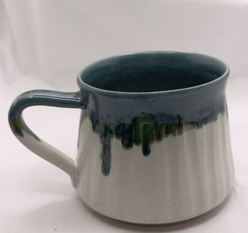 Grey-green & White Handmade Stoneware Mug