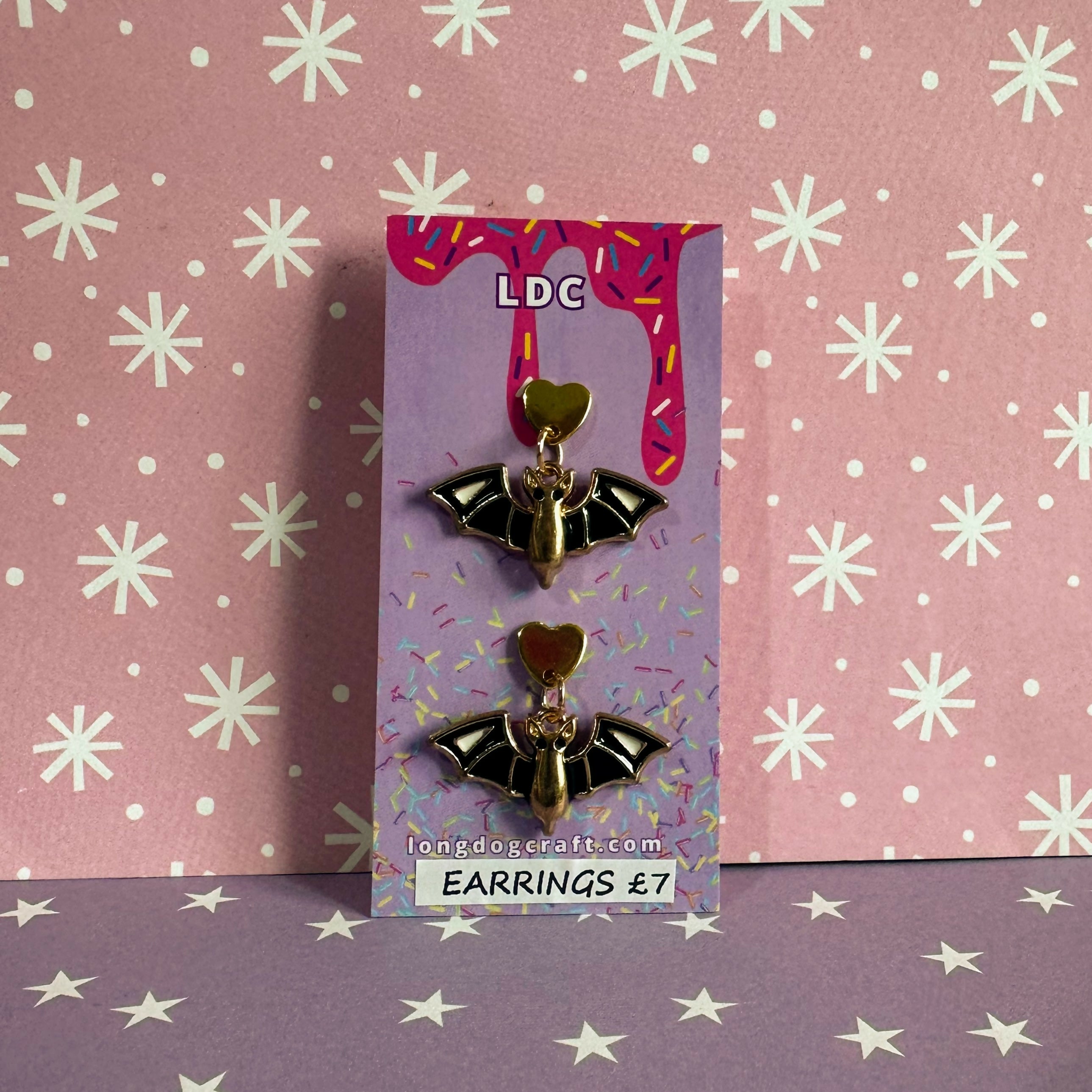 Bat Drop Stud Earrings