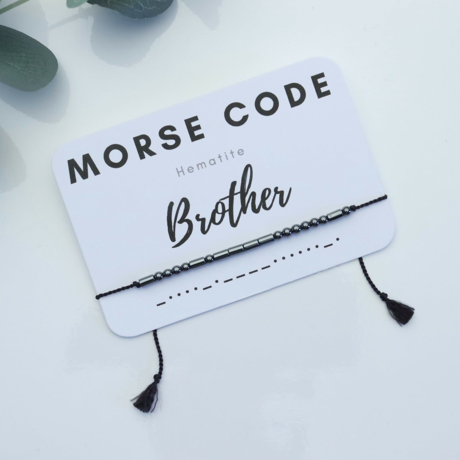 Hematite Morse Code Bracelet