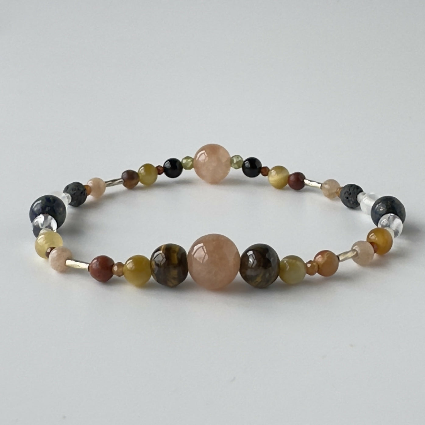 HEALING CRYSTAL & STERLING SILVER STRETCH BRACELET WITH AROMATHERAPY BEAD TO HELP WITH CONFIDENCE