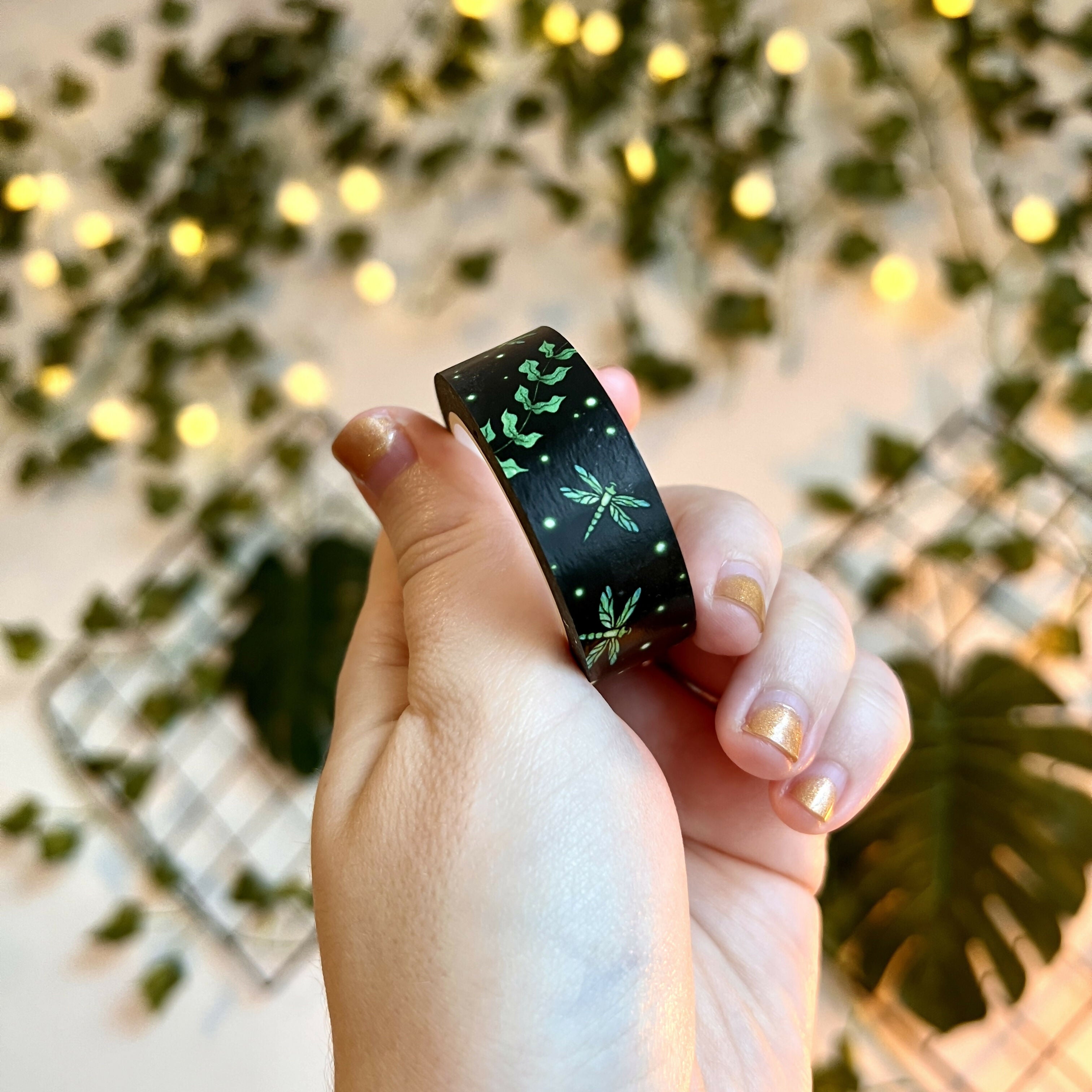 Dragonfly Sky Washi | Inky Black & Green Art | Art & Soul