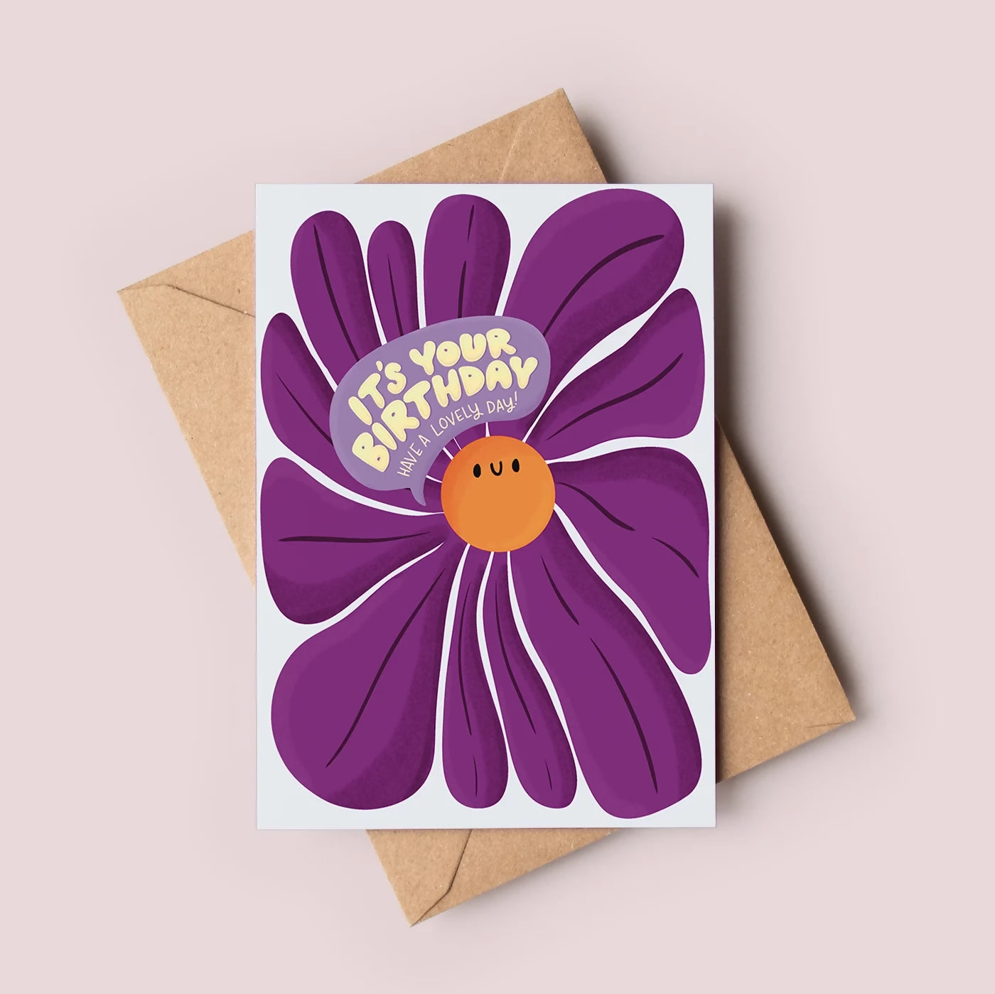 Happy birthday Purple Flower Card