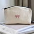 Hand Embroidered Pink Bow Makeup Bag