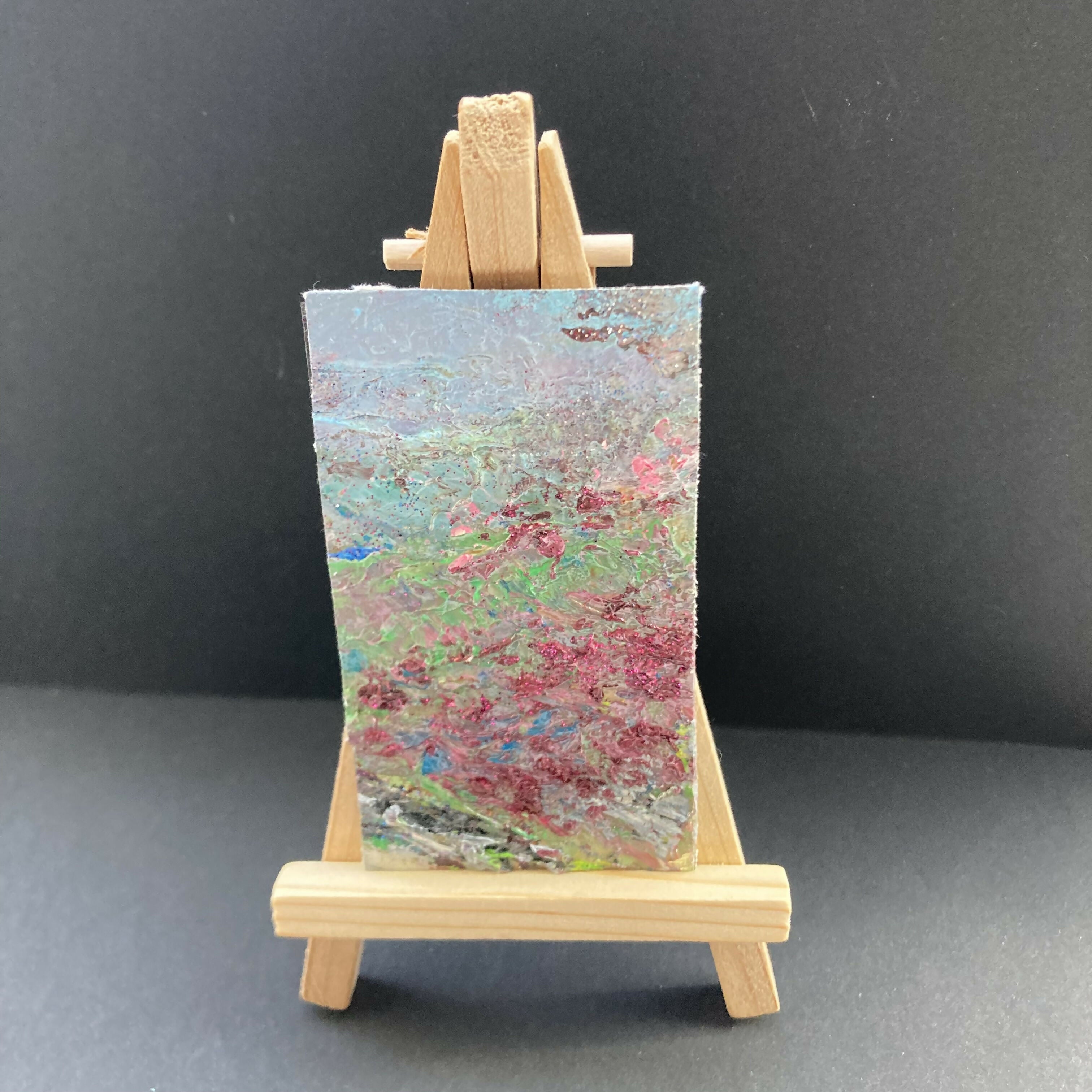 Abstract Heather On Moors - Oil Painted Mini Canvas Fridge Magnet