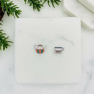 Teapot & Cup Mismatched Stud Earrings