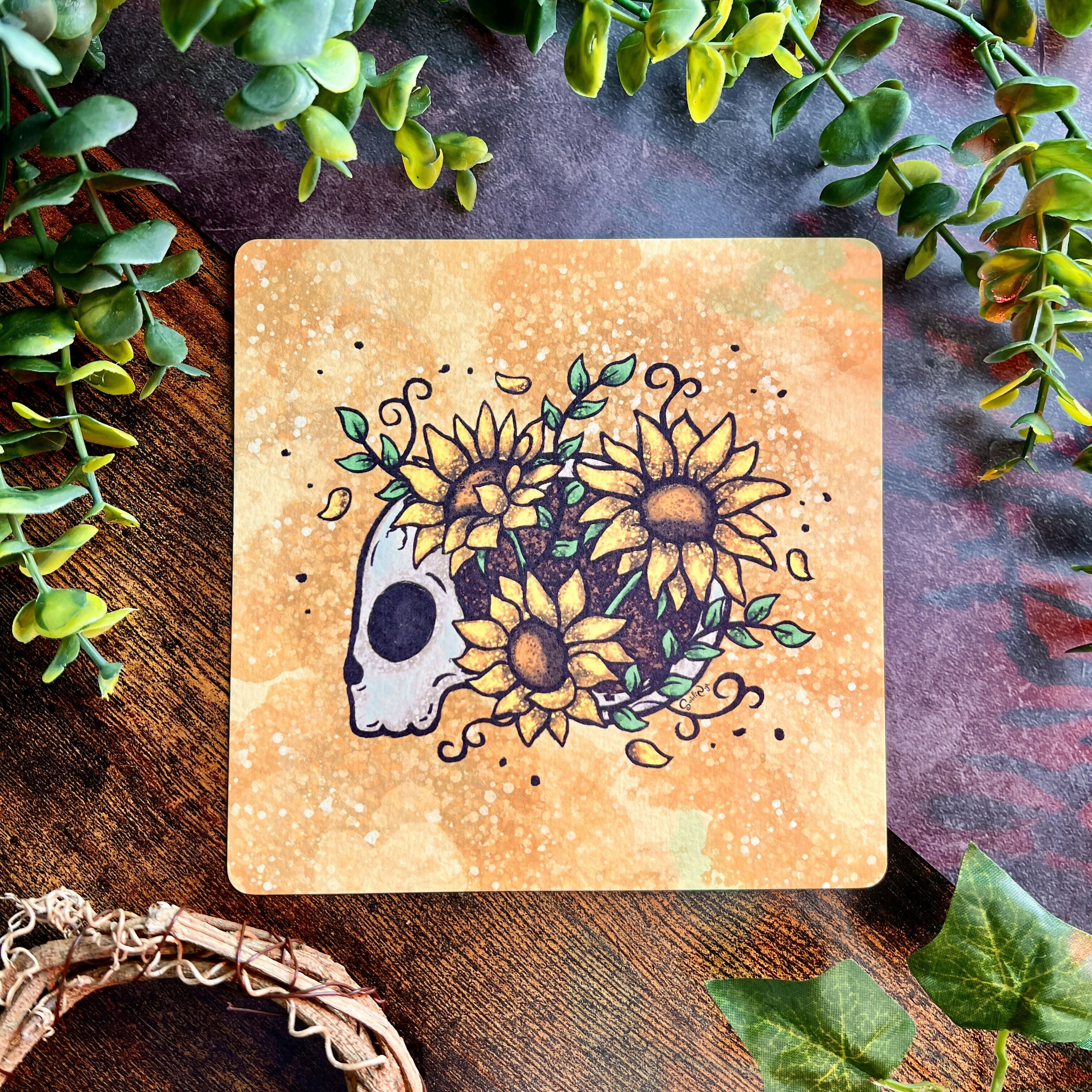 Sunflower Skull Art | Floral Skull Design | Art & Soul