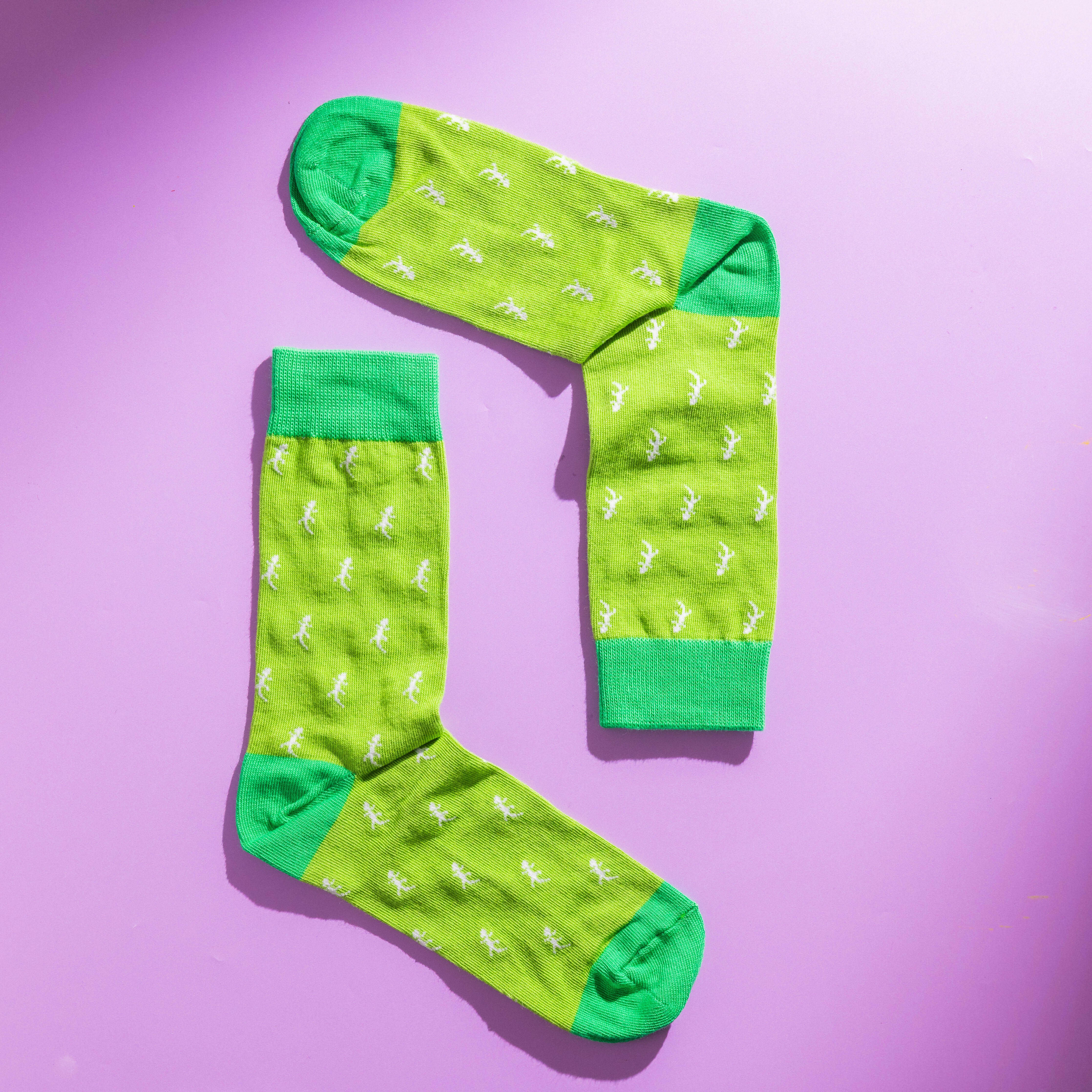 Persona Green Lizard Pattern Egyptian Cotton Men's Socks | UK 6.5 - 11