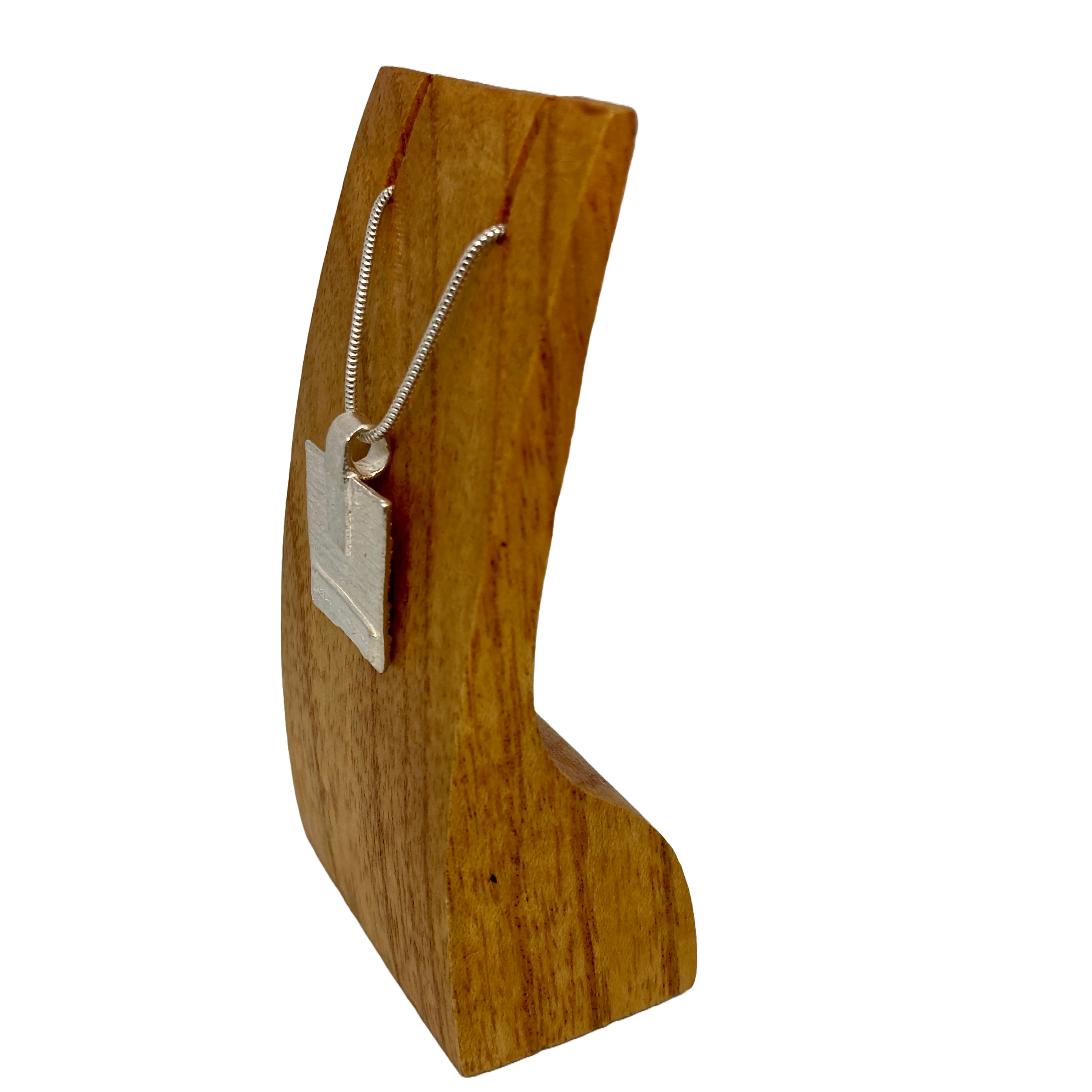 Handmade Silver Square Pendant with Fistral Bay Wave Texture and Sterling Silver Chain