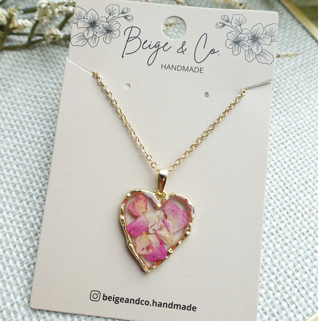 Real Flower Heart Necklace